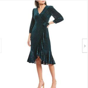 Calvin Klein MALACHITE Velvet Burnout Fit & Flare Midi Dress  sz. 6